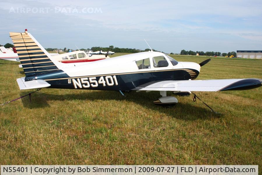 N55401, 1973 Piper PA-28-140 C/N 28-7325405, Parked in Fond du Lac's transient area during Airventure 2009