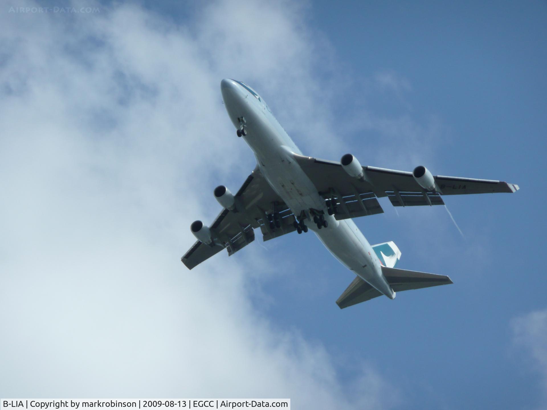 B-LIA, 2008 Boeing 747-467ERF C/N 37299/1404, seen on the ILS for runway 23R inbound to MAN-EGCC.