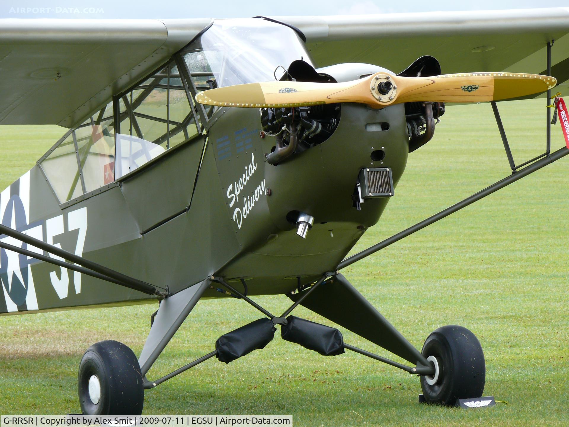 G-RRSR, 1944 Piper L-4J Grasshopper (J3C-65D) C/N 12905, Piper PaJ3C-65 Cub G-RRSR R. Roberts painted as US Air Force44-80173/H-57 Special Delivery