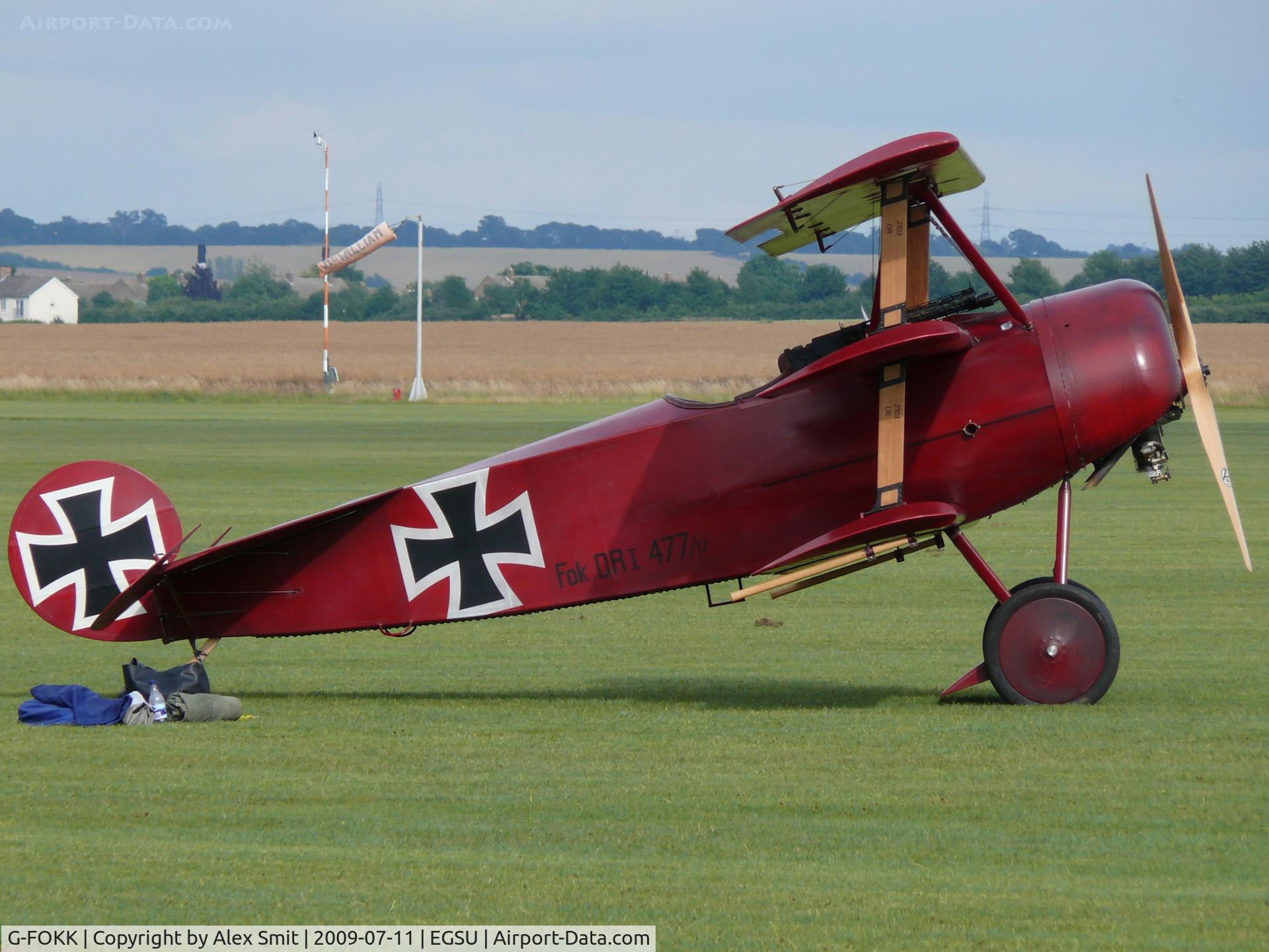 G-FOKK, 2006 Fokker Dr.1 Triplane Replica C/N PFA 238-14253, Fokker Dr1 G-FOKK PD Ford painted as German Air Force 403/17