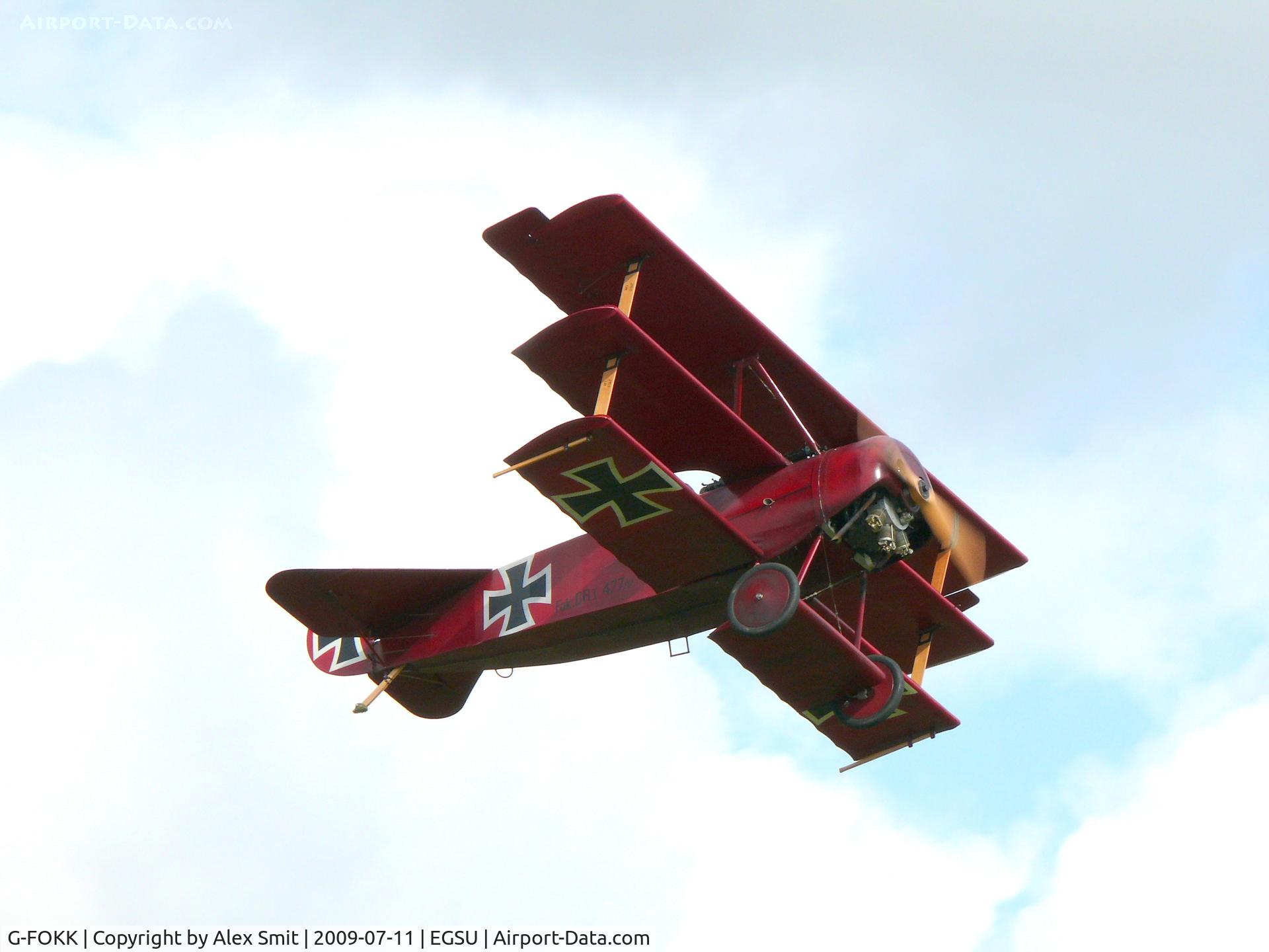 G-FOKK, 2006 Fokker Dr.1 Triplane Replica C/N PFA 238-14253, Fokker Dr1 G-FOKK PD Ford painted as German Air Force 403/17