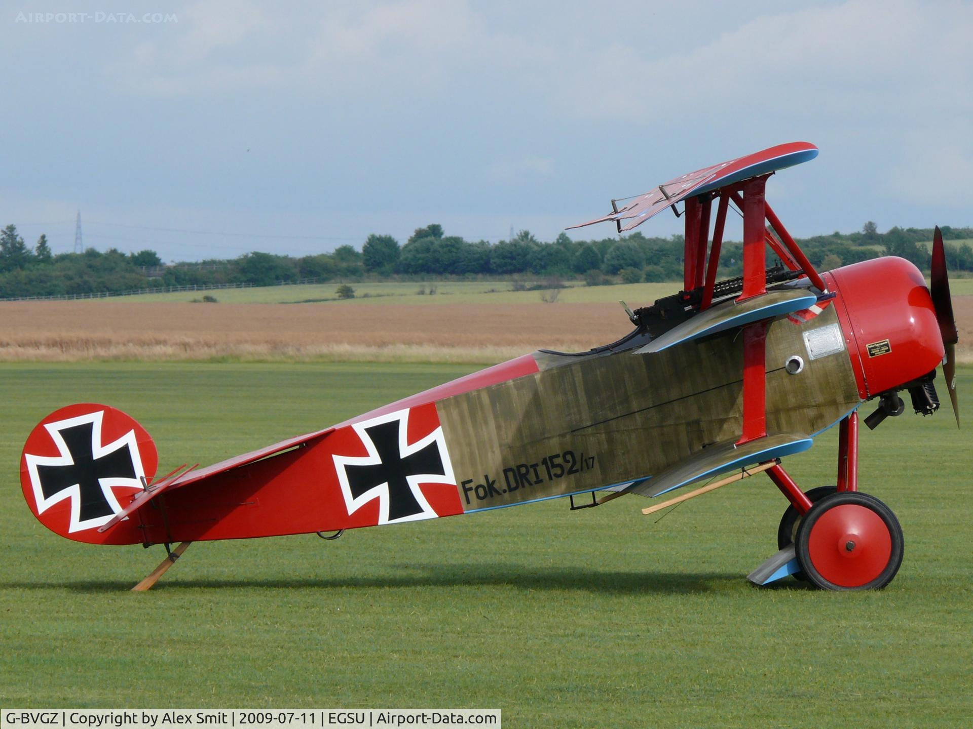 G-BVGZ, 1994 Fokker Dr.1 Triplane Replica C/N PFA 238-12654, Fokker Dr1 G-BVGZ The Real Aeroplane Company painted as German Air Force 152/17