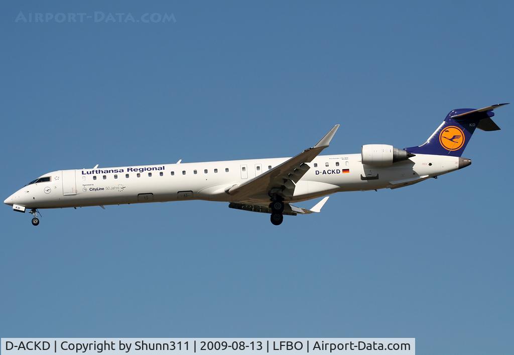 D-ACKD, 2006 Bombardier CRJ-900LR (CL-600-2D24) C/N 15080, Landing rwy 32L with additional '50 Jahre' sticker...