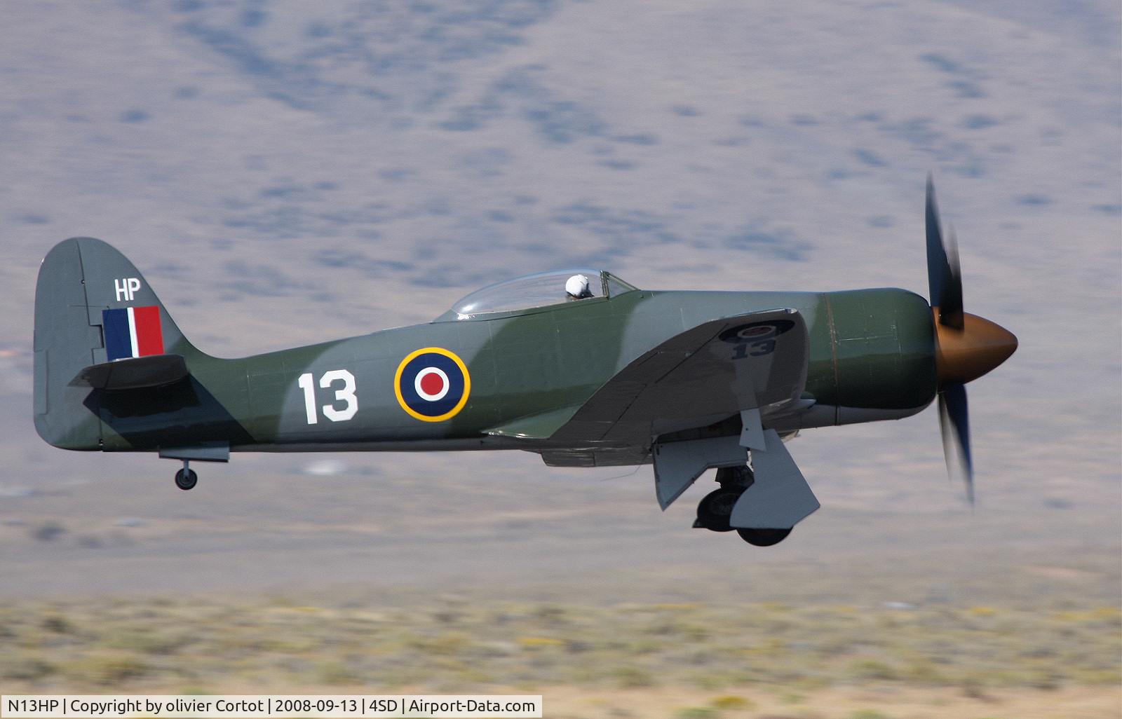 N13HP, 1953 Hawker Sea Fury ISS-25 C/N 37536, taking off