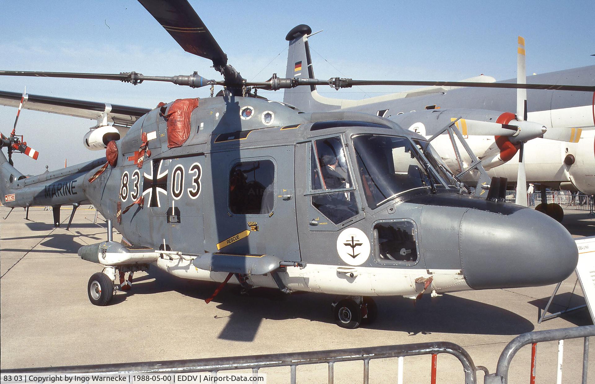 83 03, Westland Super Lynx Mk88A C/N WA225, Westland Sea Lynx Mk88 of Marineflieger (German Navy) at the ILA 1988, Hannover