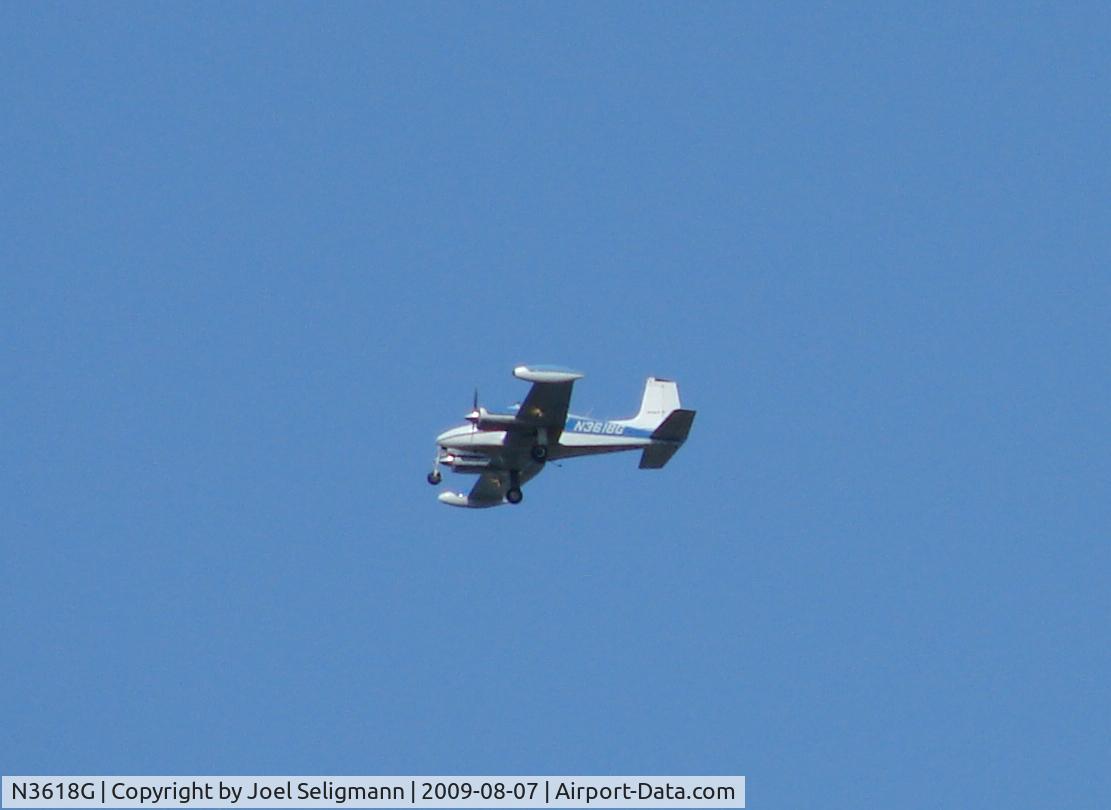 N3618G, 1956 Cessna 310 C/N 35313, On approach to HPN, taken frm Port Chester, NY