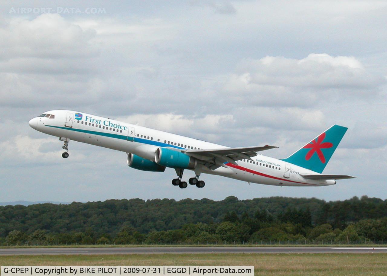 G-CPEP, 1991 Boeing 757-2Y0 C/N 25268, CLIMB OUT FROM RWY 27