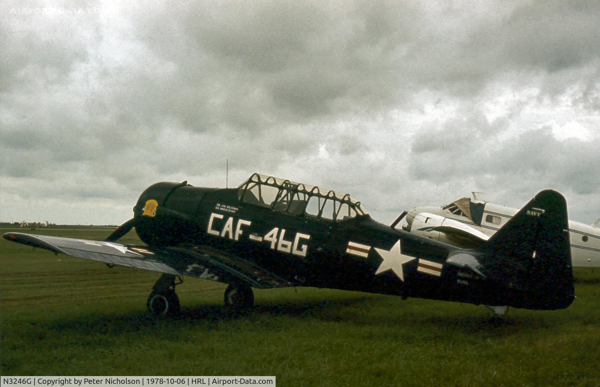 N3246G, 1959 North American SNJ-5 Texan Texan C/N 90725, SNJ-5 Bu 90725 coded CAF-46G at the 1978 Confederate Air Force's Airshow at Harlingen.