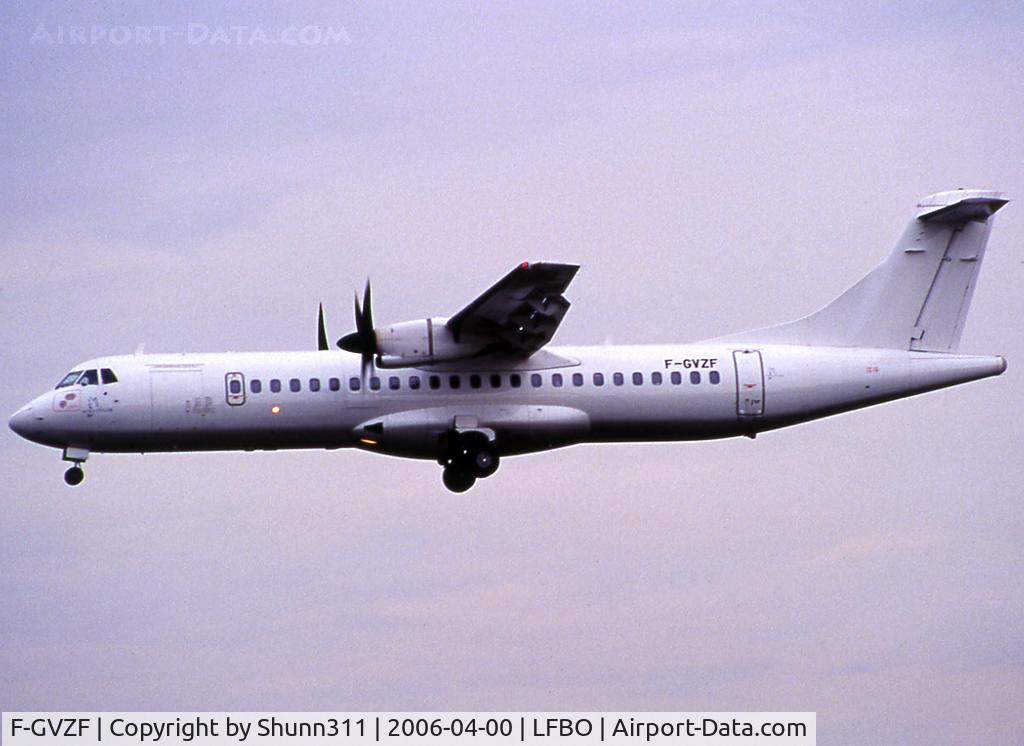 F-GVZF, 1995 ATR 72-212 C/N 461, Landing rwy 32R with small titles...