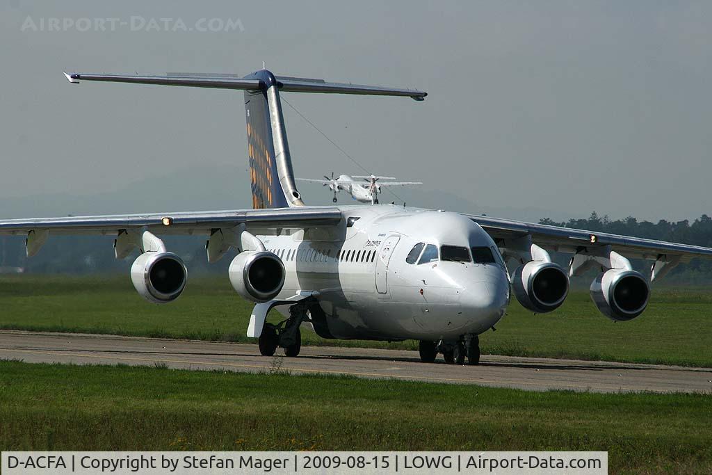 D-ACFA, 1991 British Aerospace BAe.146-200 C/N E2200, taxing to holding point 17