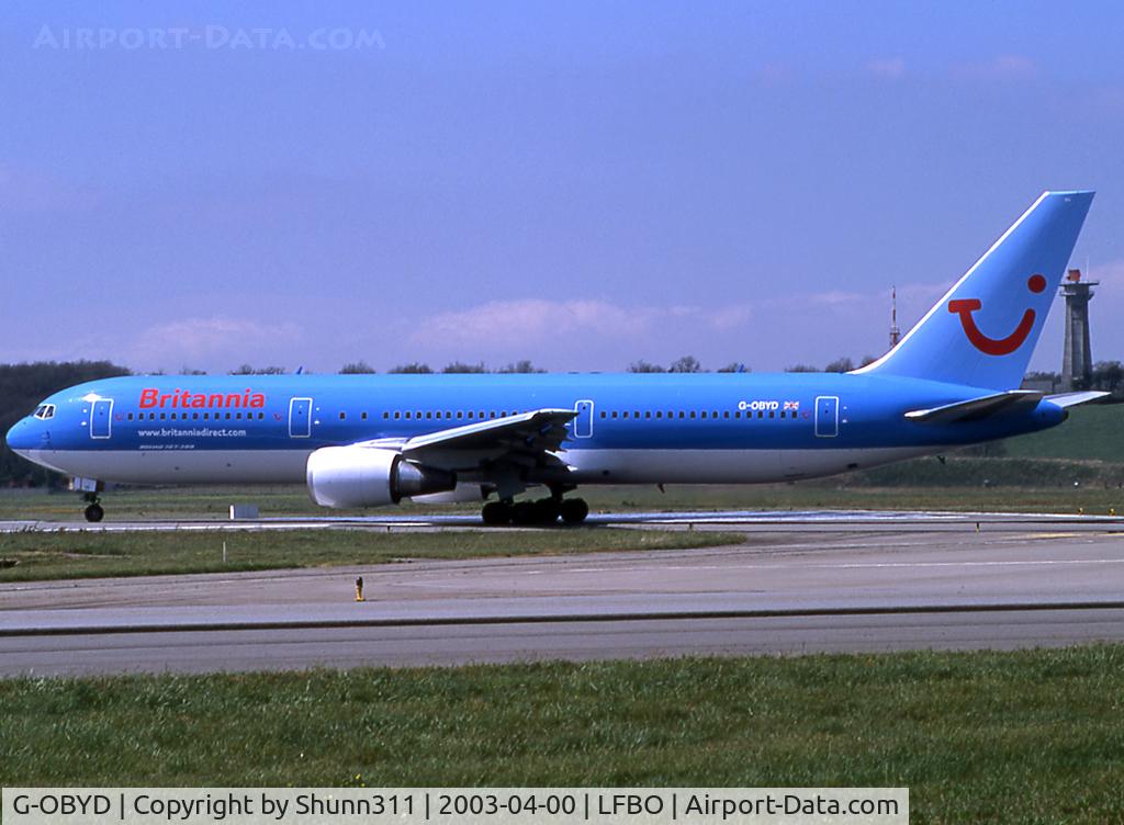 G-OBYD, 1997 Boeing 767-304/ER (BCF) C/N 28042, Lining up rwy 14L in World of TUI c/s