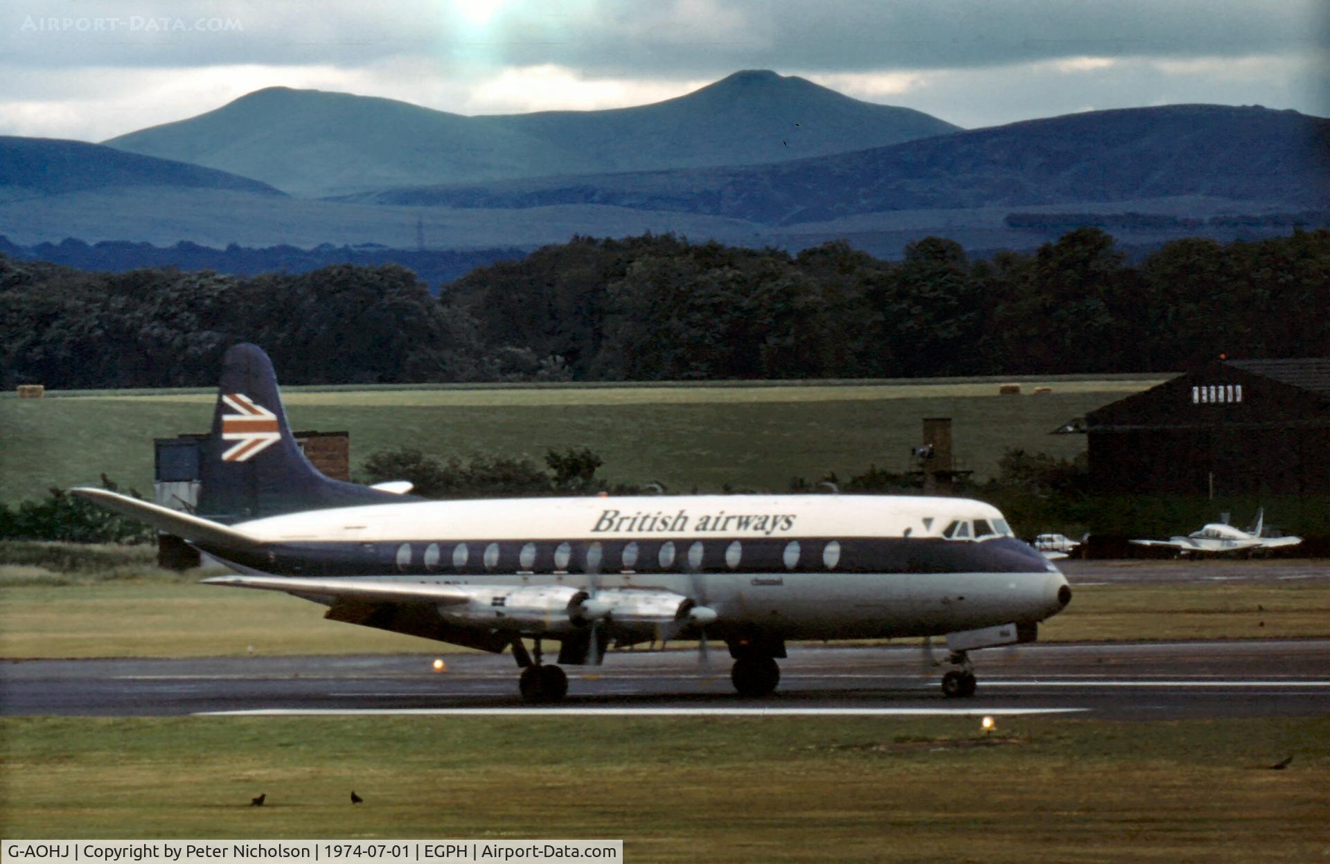G-AOHJ, 1957 Vickers Viscount 802 C/N 159, Viscount 802 of British Airways Channel Division at Edinburgh in the Summer of 1974.