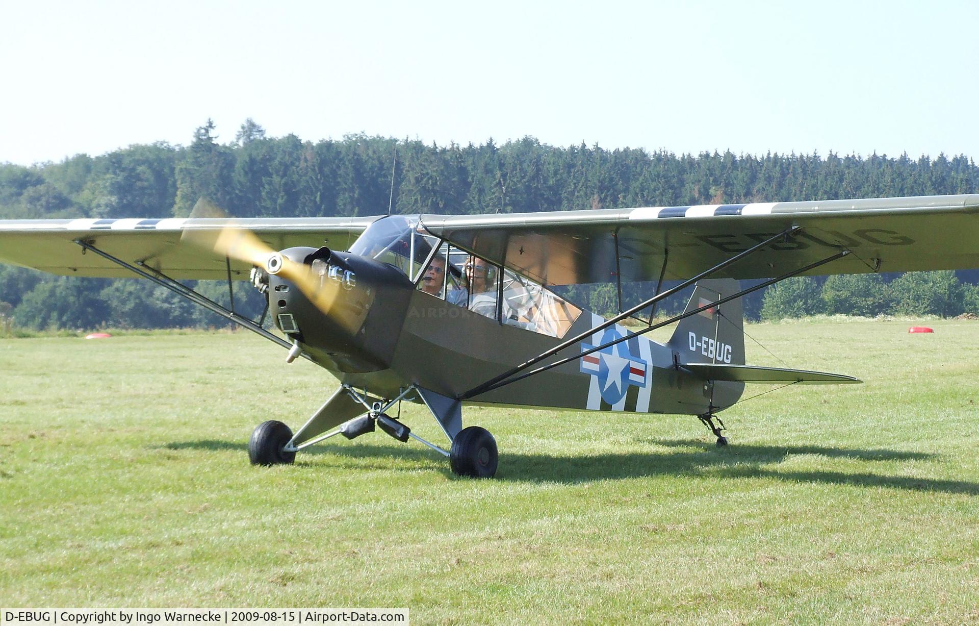 D-EBUG, 1944 Piper L-4H Grasshopper (J3C-65D) C/N 12324, Piper J3C-65 Cub arriving for the Montabaur airshow 2009