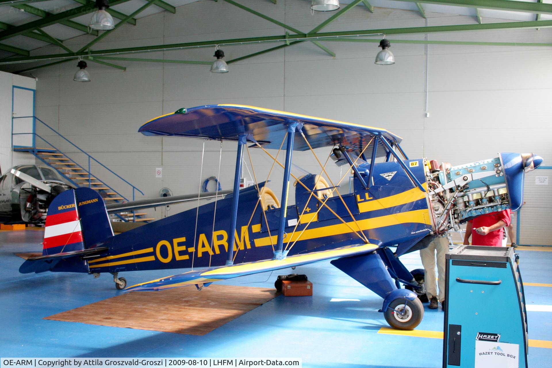 OE-ARM, 2005 Bucker T-131PA Jungmann C/N T-131-126, Hungarian Aircraft Technology & Service hangar