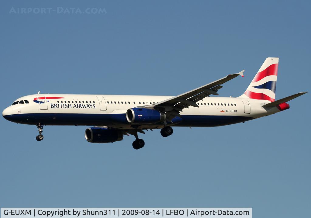 G-EUXM, 2007 Airbus A321-231 C/N 3290, Landing rwy 32L