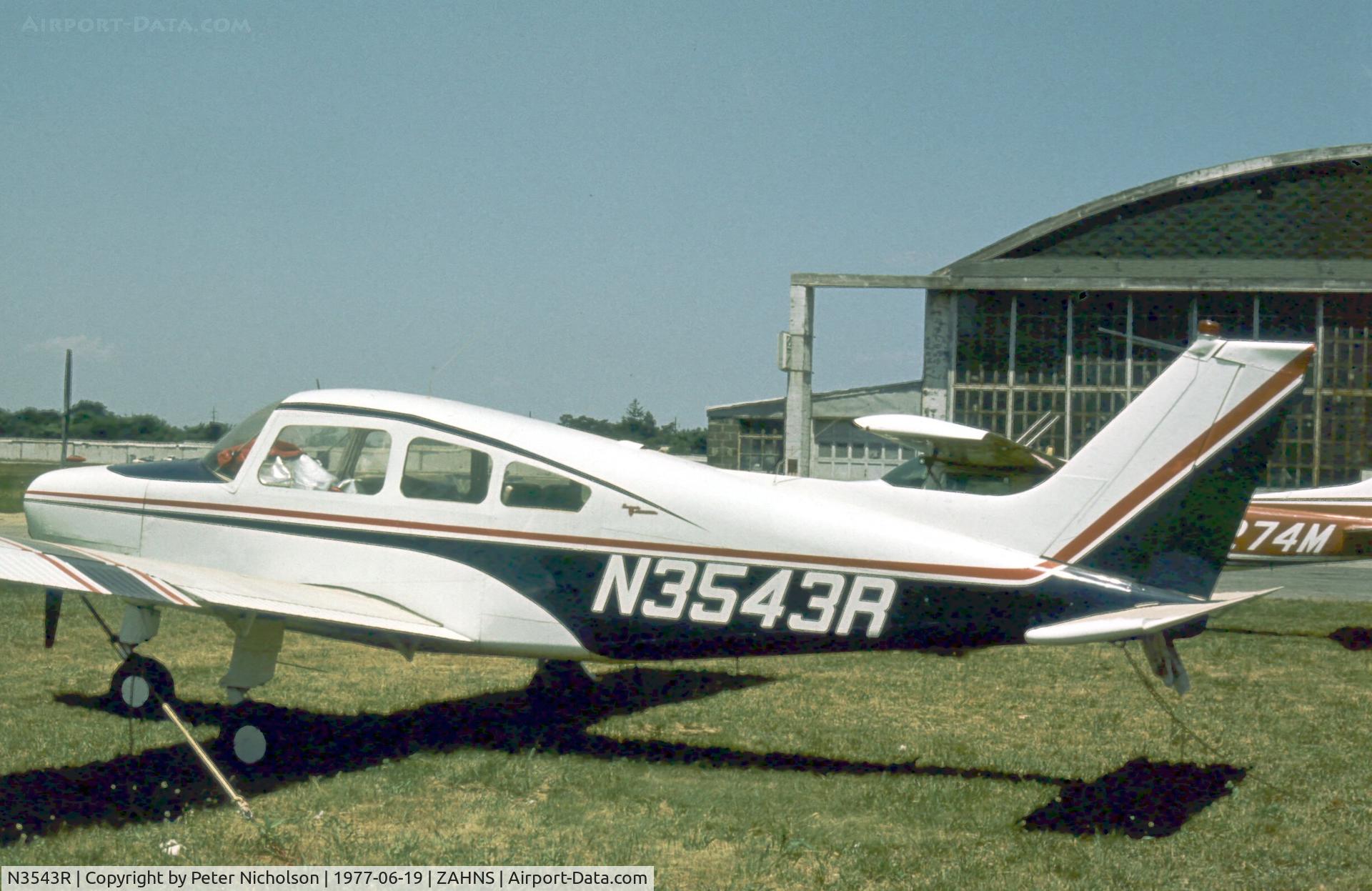 N3543R, 1965 Beech A23 C/N M-711, This Beech Musketeer was seen at Zahns Airport, Amityville, Long Island in the Summer of 1977. The airport closed in 1980.