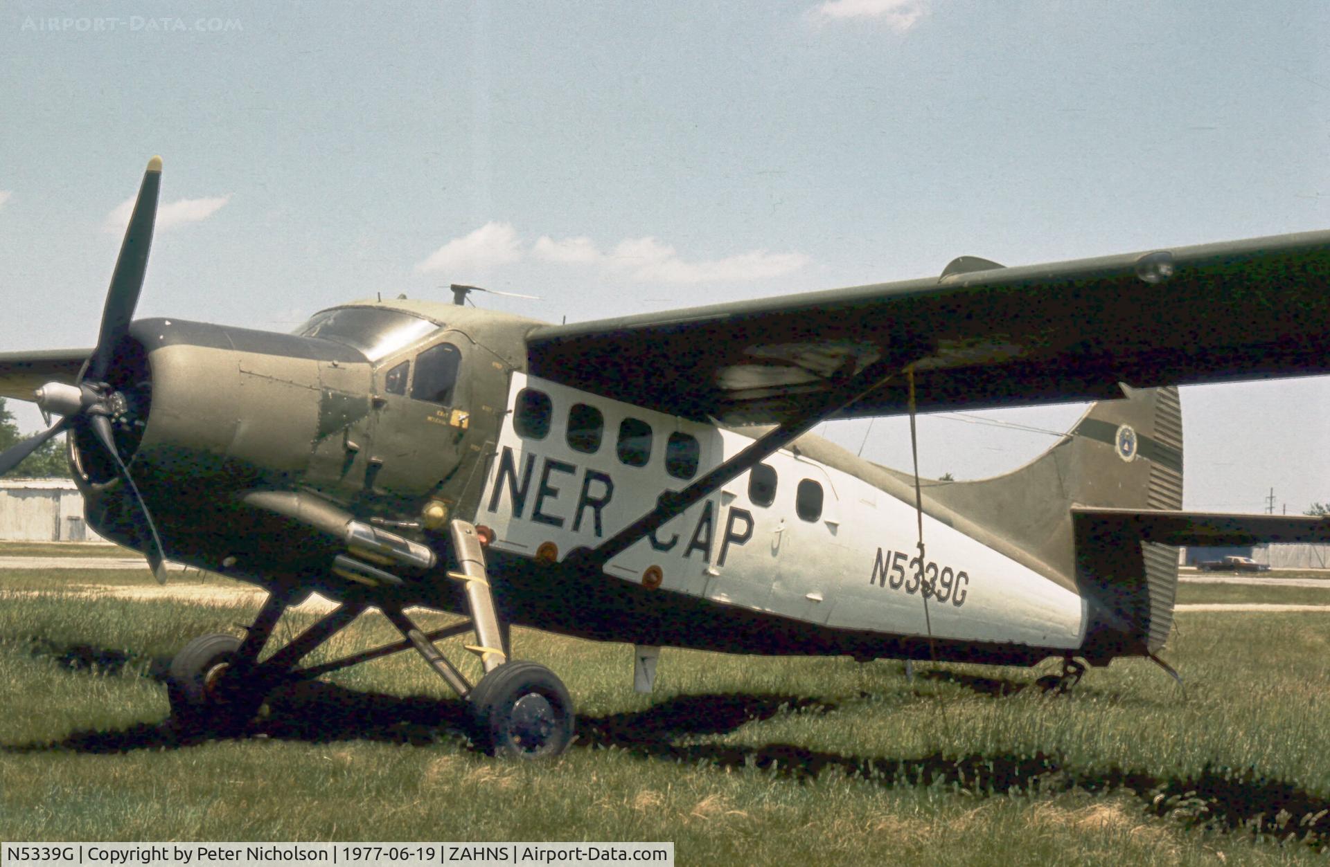 N5339G, 1956 De Havilland Canada DHC-3 Otter C/N 108, U-1A Otter ex USAF 55-3264 was assigned to the North East Region Civil Air Patrol when seen at Zahns Airport, Amityville, long Island in the Summer of 1977. The airport closed in 1980.