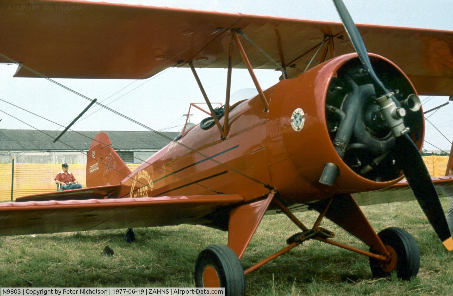 N9803, 1929 Curtiss-Wright Travel Air 4000 C/N 958, Another view of the Travel Air 4000 at the EAA Fly-in at Zahns Airport, Amityville, Long Island in the Summer of 1977. The airport closed in 1980.