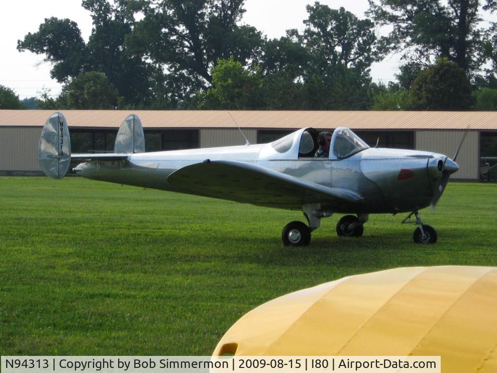 N94313, 1946 Erco 415C Ercoupe C/N 1536, Departing the EAA breakfast fly-in - Noblesville, Indiana