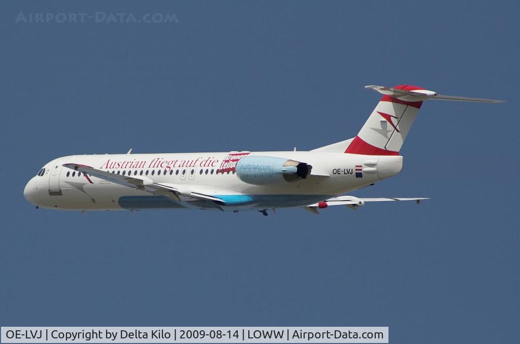 OE-LVJ, 1991 Fokker 100 (F-28-0100) C/N 11359, AUSTRIAN ARROWS with sticker