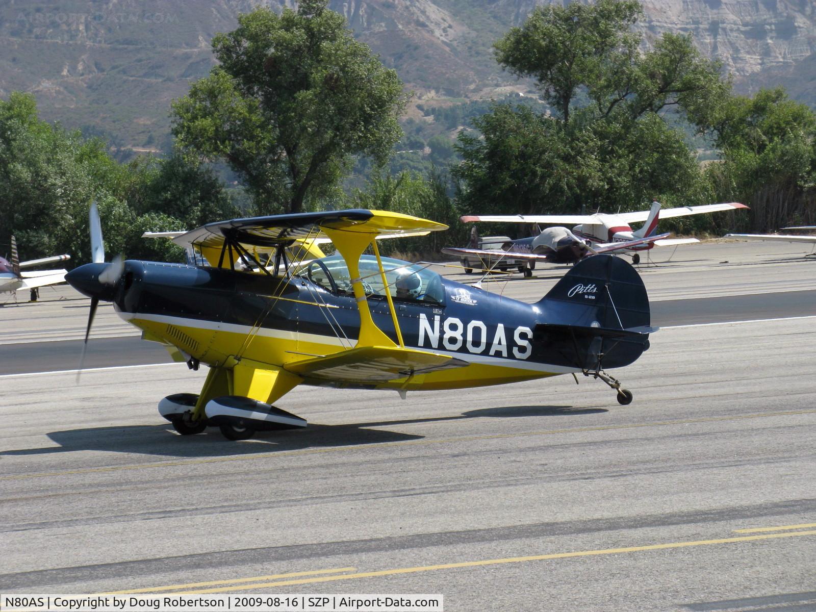 N80AS, 1992 Pitts S-2B Special C/N 5244, 1992 Pitts Aerobatics S-2B, Lycoming AEIO-540, S-turns taxi to Rwy 22t