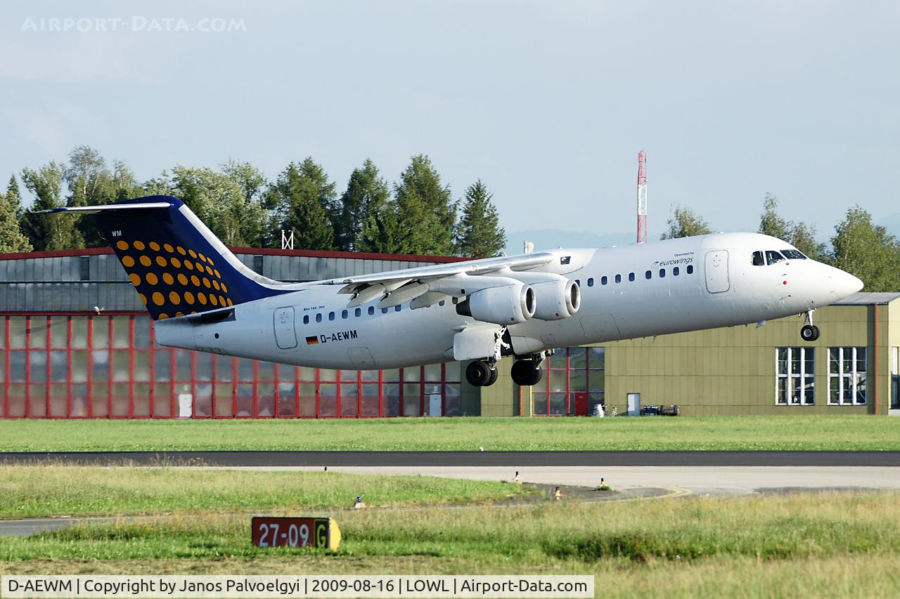 D-AEWM, 1989 British Aerospace BAe.146-300 C/N E3125, Eurowings BAe 146-300 take-of on RWY 27 LNZ