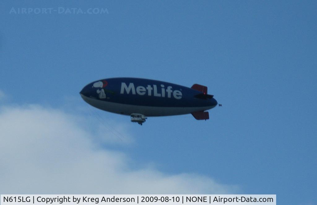 N615LG, 1997 American Blimp Corp A60R C/N 015, Found this rare bird over Maple Grove, MN while I was headed east on I-94. In town for the PGA Championship.