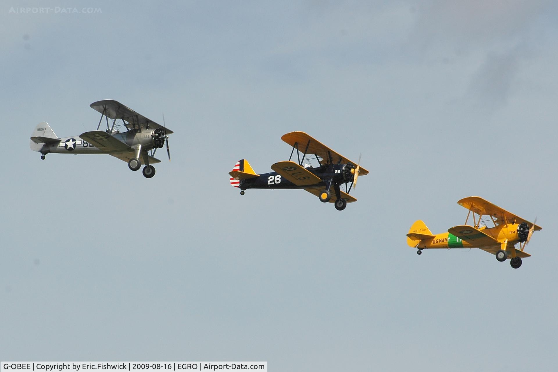 G-OBEE, 1941 Boeing A75N1 C/N 75-1174, 5. G-OBEE in formation at Heart Air Display, Rougham Airfield Aug 09