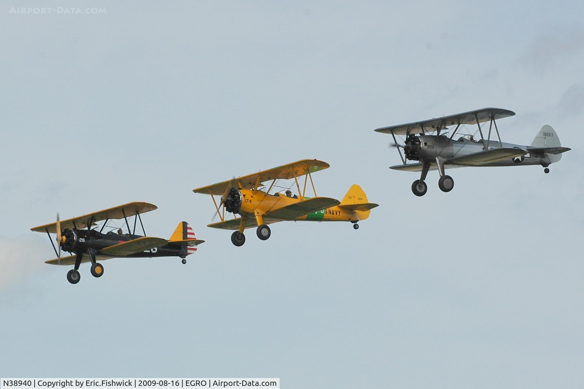N38940, 1941 Boeing A75N1(PT17) C/N 75-1822, N38940 in formation at Heart Air Display, Rougham Airfield Aug 09