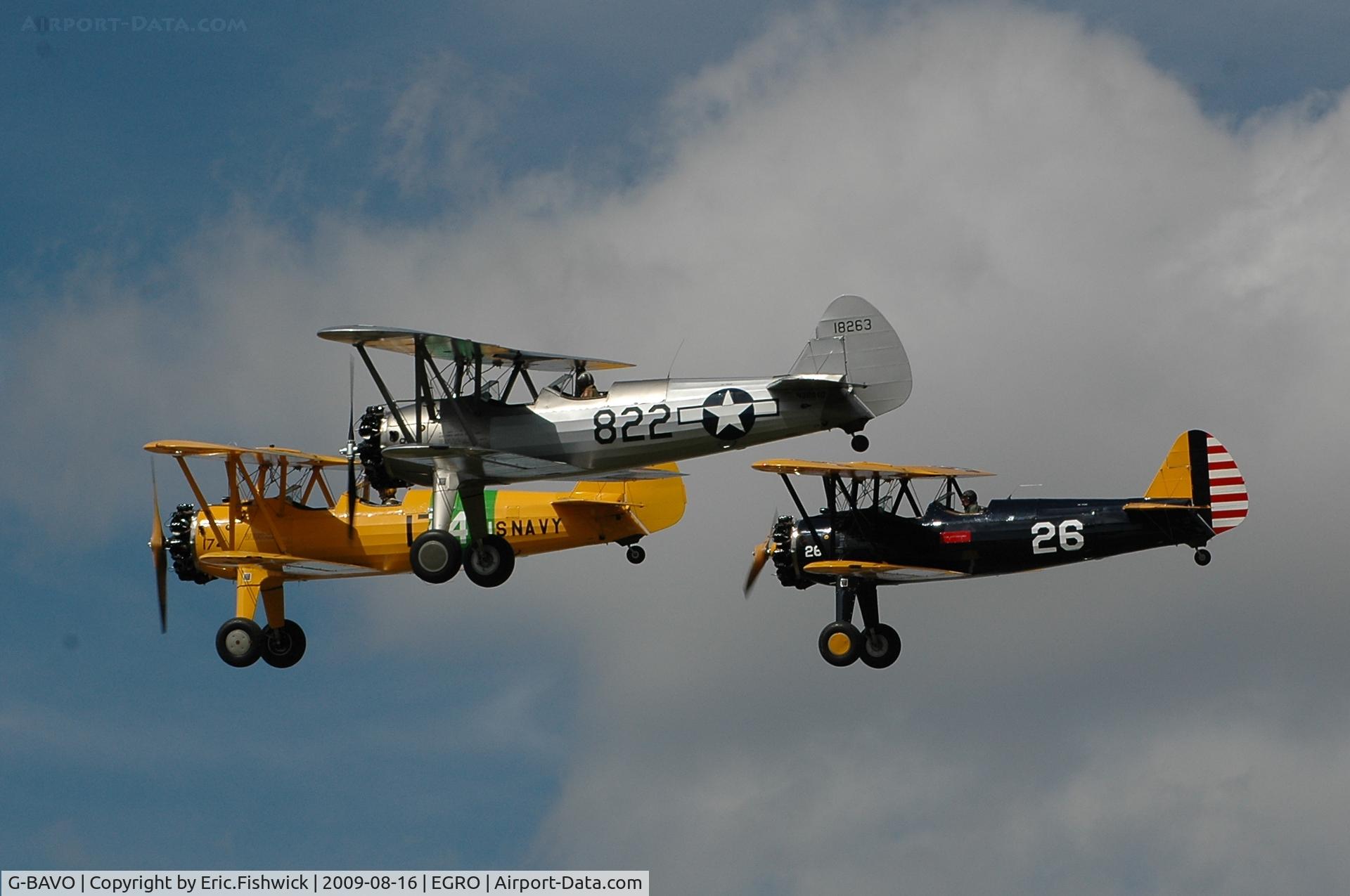 G-BAVO, 1945 Boeing PT-17 Kaydet (A75N1) C/N 3250-1405, 5. G-BAVO in formation at Heart Air Display, Rougham Airfield Aug 09