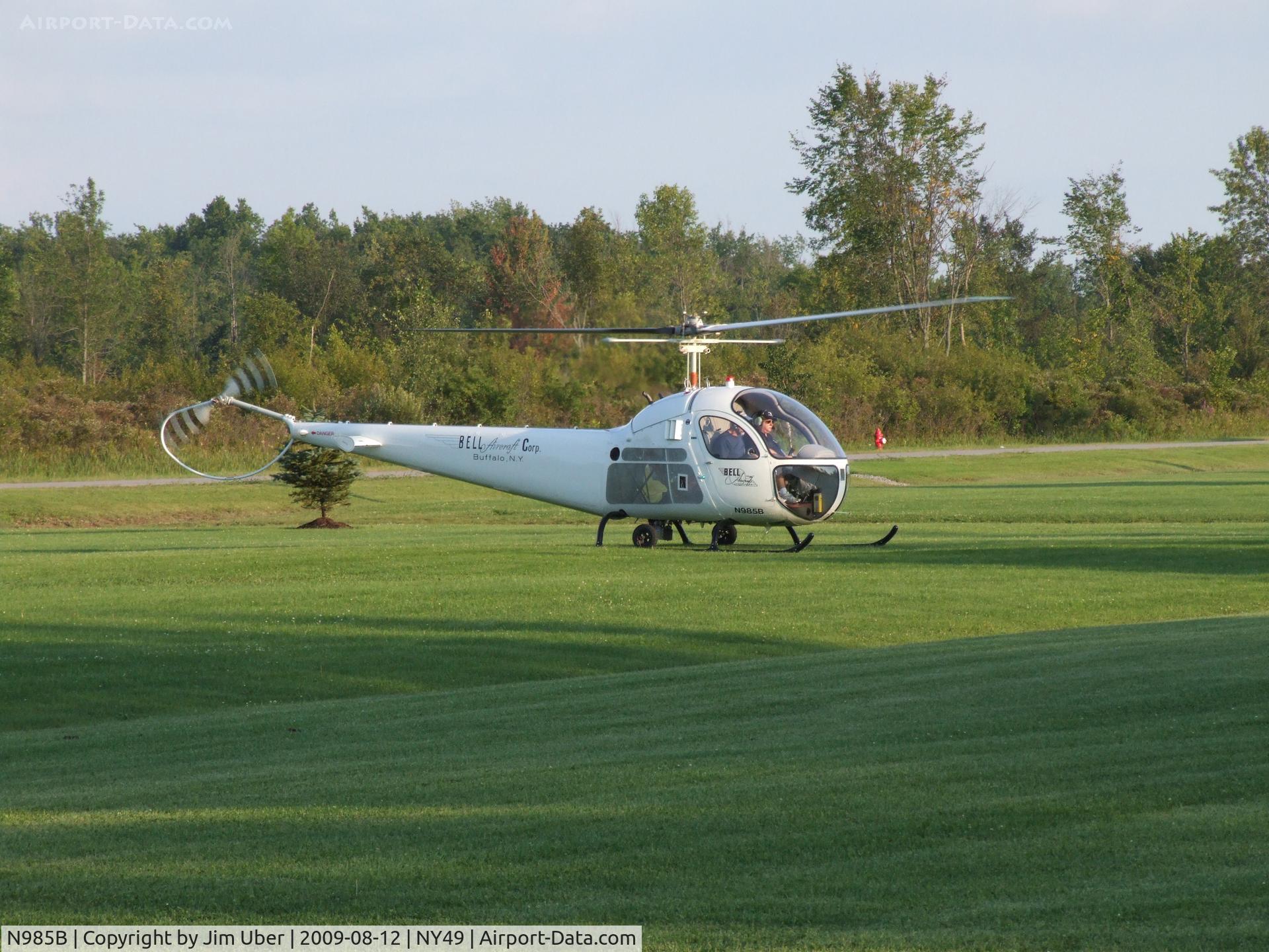 N985B, 1956 Bell 47H-1 C/N 1362, Getting ready to depart Mesmer's field