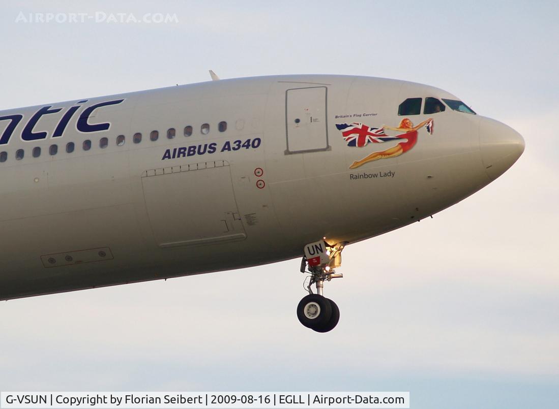 G-VSUN, 1996 Airbus A340-313 C/N 114, Close up of 'Rainbow Girl'