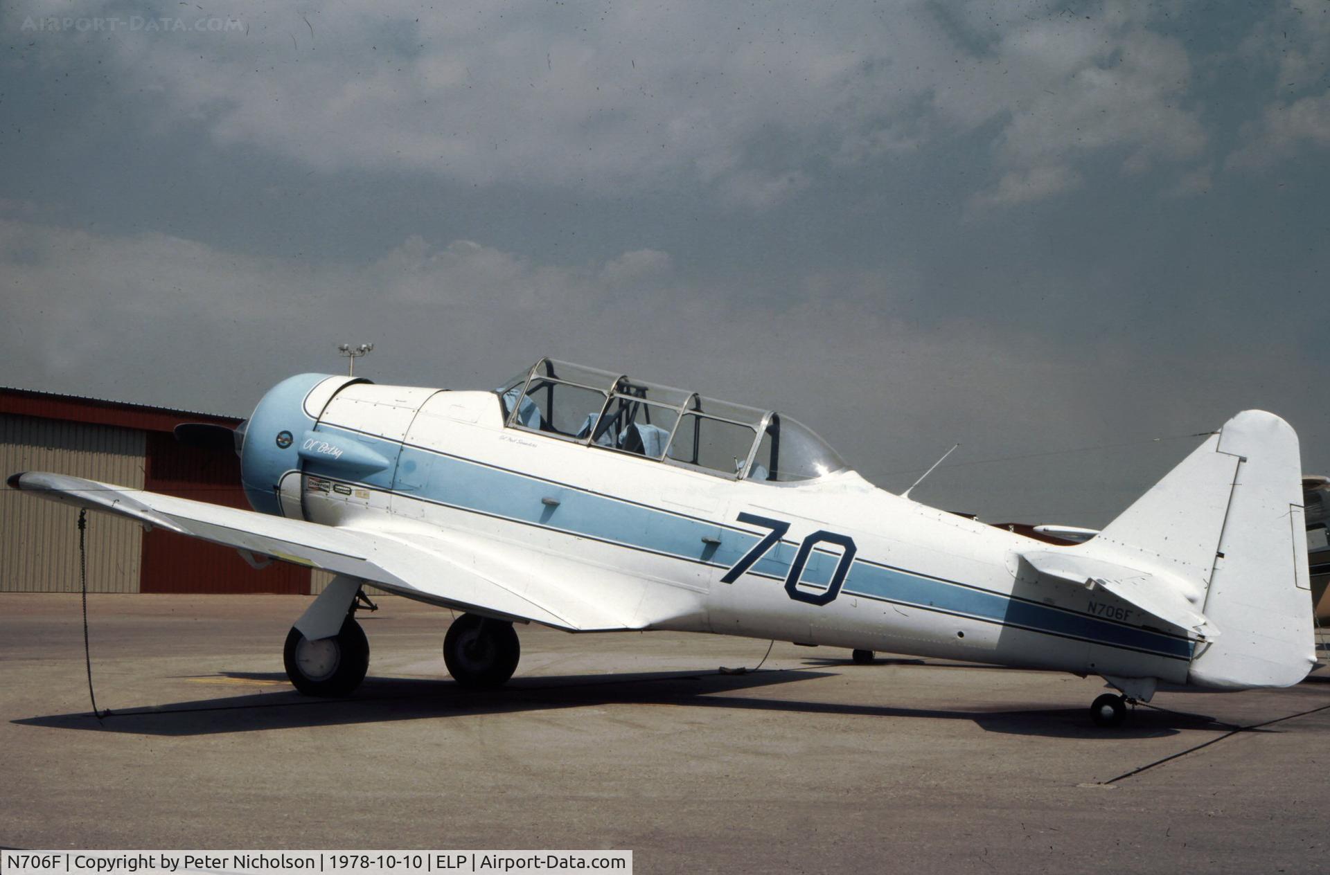N706F, North American AT-6F C/N 121-42615, AT-6F Texan seen at El Paso in October 1978.