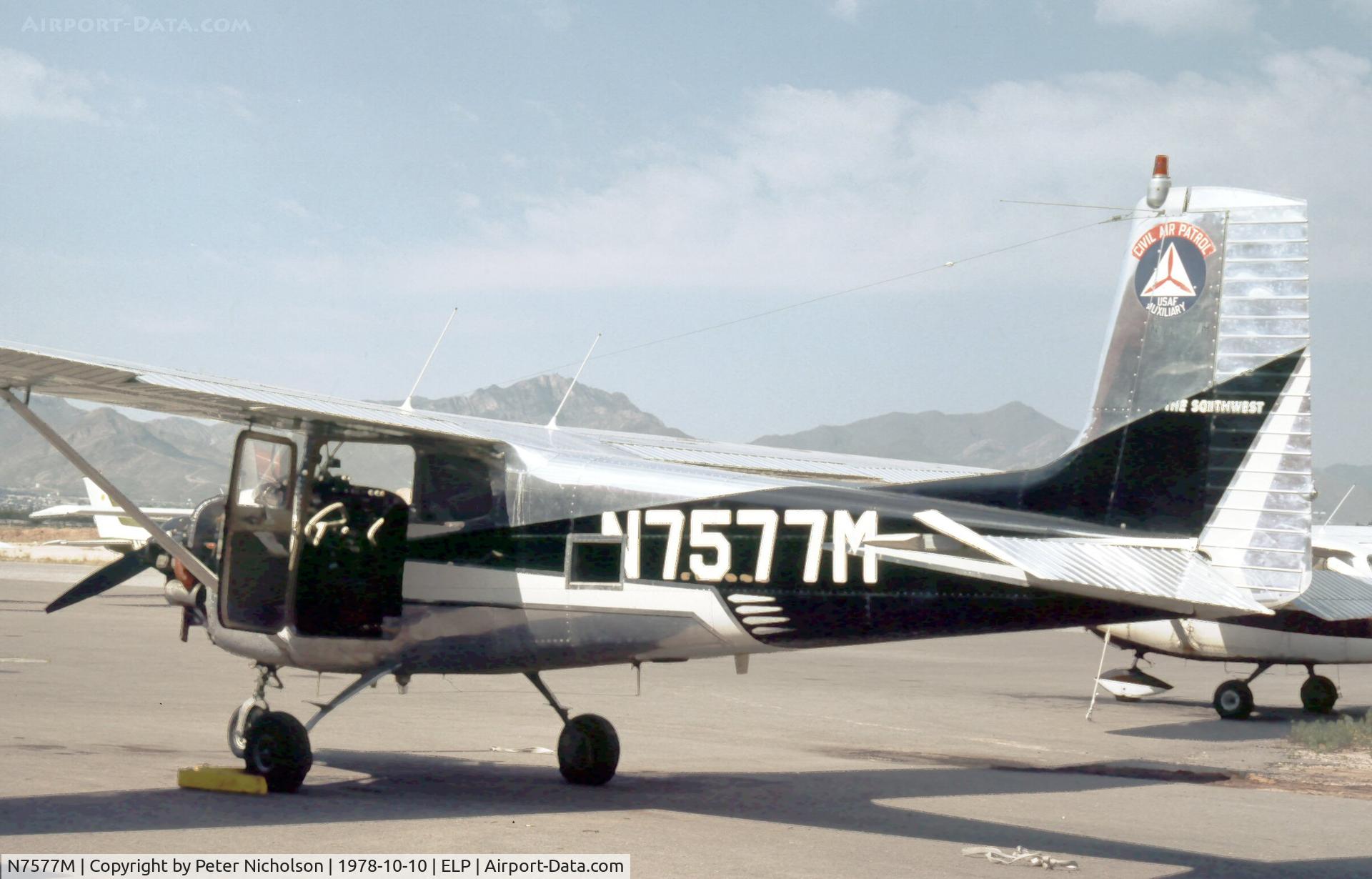 N7577M, 1959 Cessna 175 Skylark C/N 55877, This Civil Air Patrol Cessna was seen at El Paso in October 1978.
