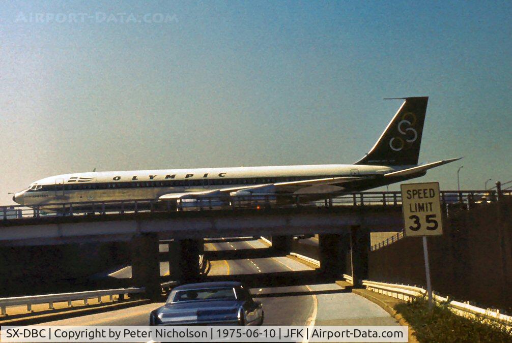 SX-DBC, 1966 Boeing 707-384C C/N 18950, Boeing 707-384C, named City of Knossos, of Olympic Airlines seen at Kennedy in the Summer of 1975.