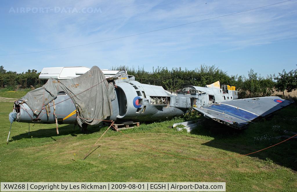 XW268, 1970 Hawker Siddeley Harrier T.4N C/N 212007, At Norwich Aviation Museum, to be restored.