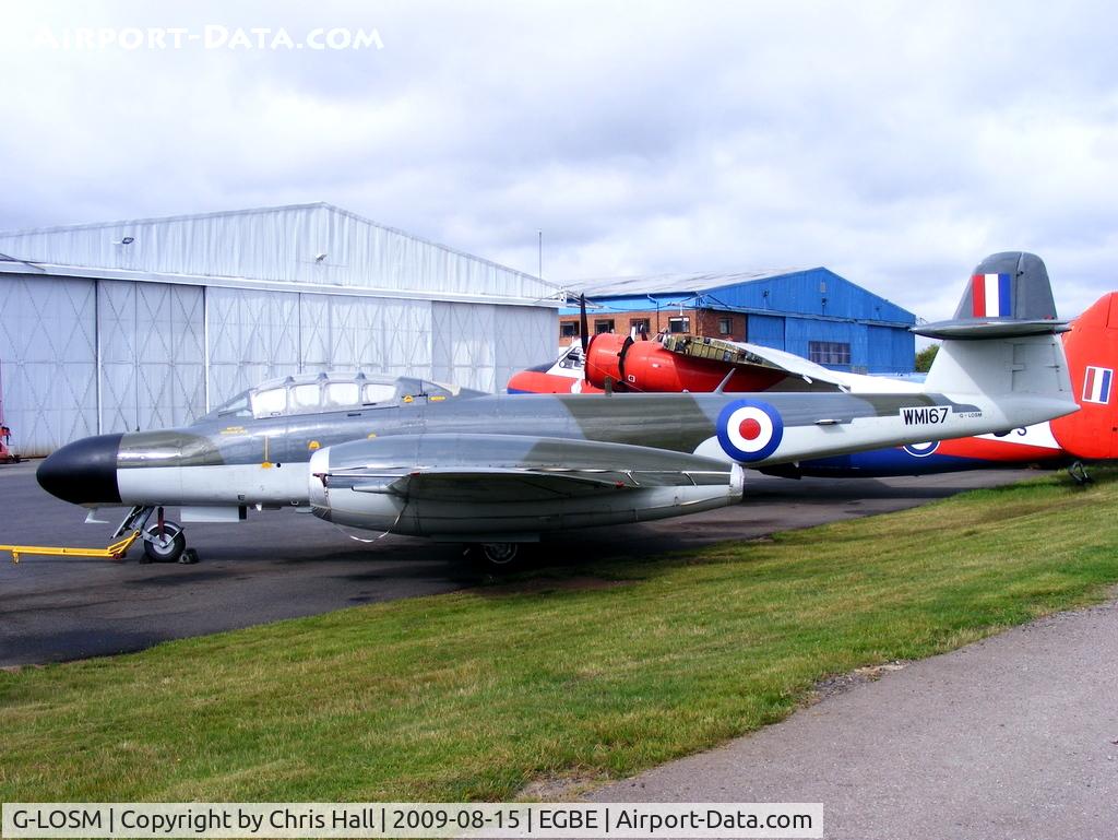 G-LOSM, 1952 Gloster Meteor NF.11 C/N S4/U/2342, Aviation Heritage Ltd, displaying its former RAF ID WM167