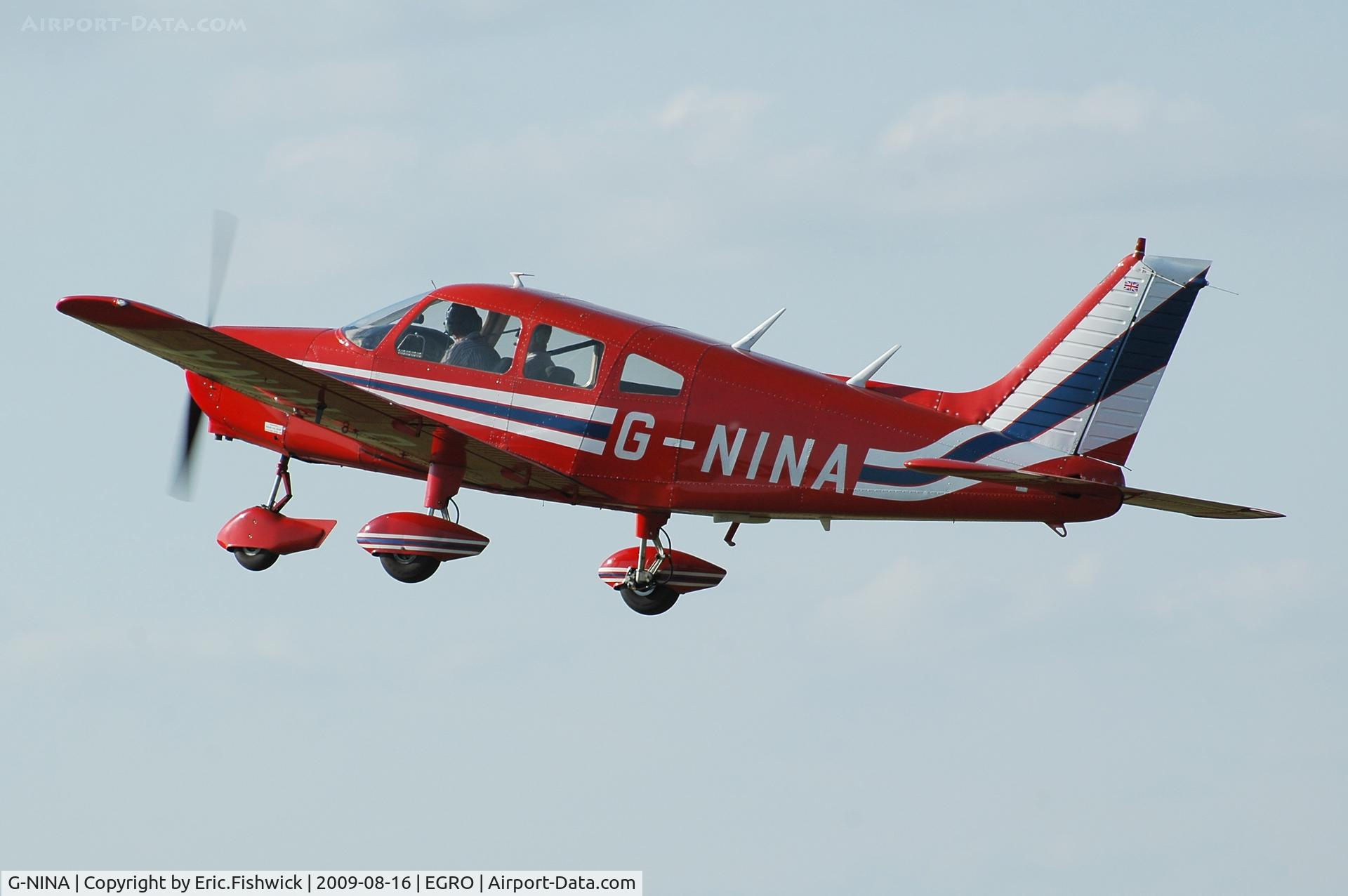 G-NINA, 1977 Piper PA-28-161 Cherokee Warrior II C/N 28-7716162, G-NINA departing Heart Air Display, Rougham Airfield Aug 09