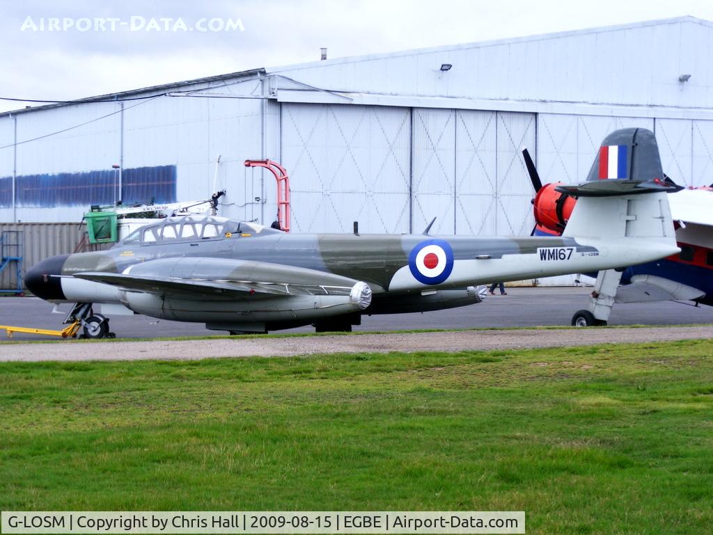 G-LOSM, 1952 Gloster Meteor NF.11 C/N S4/U/2342, Aviation Heritage Ltd, displaying its former RAF ID WM167