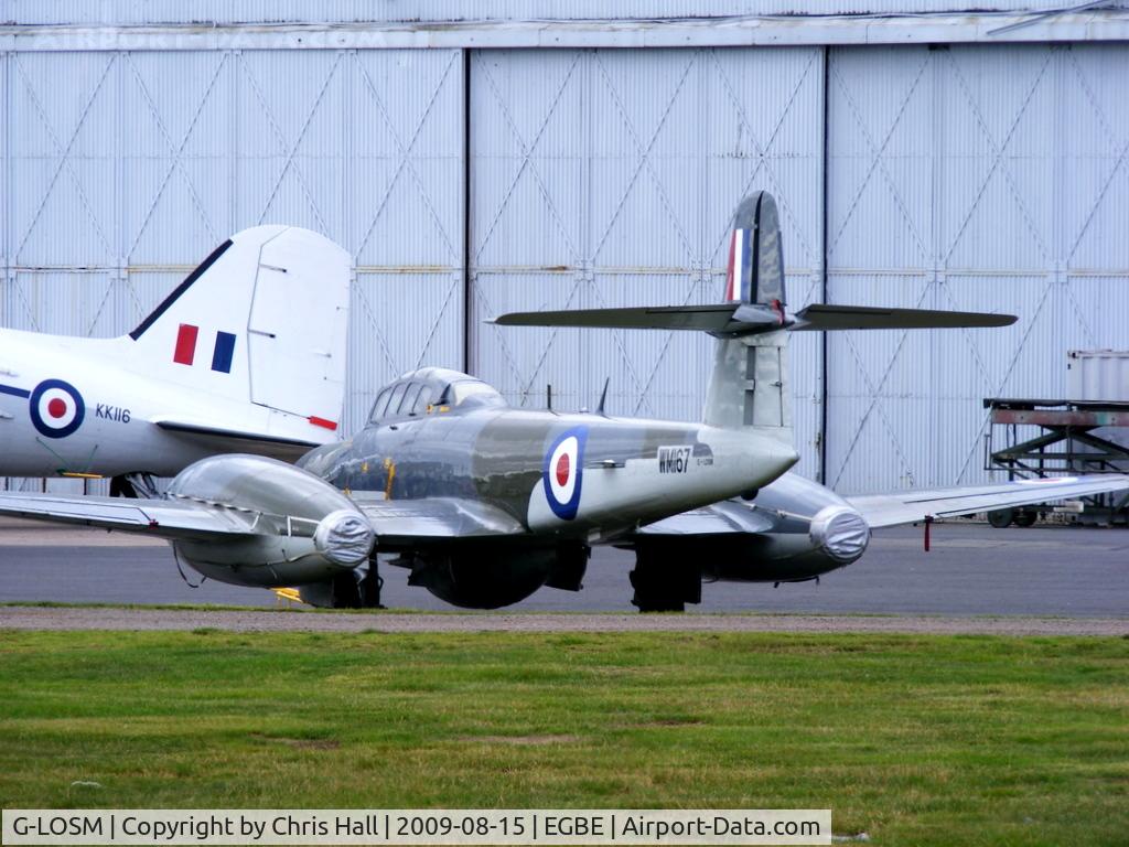 G-LOSM, 1952 Gloster Meteor NF.11 C/N S4/U/2342, Aviation Heritage Ltd, displaying its former RAF ID WM167