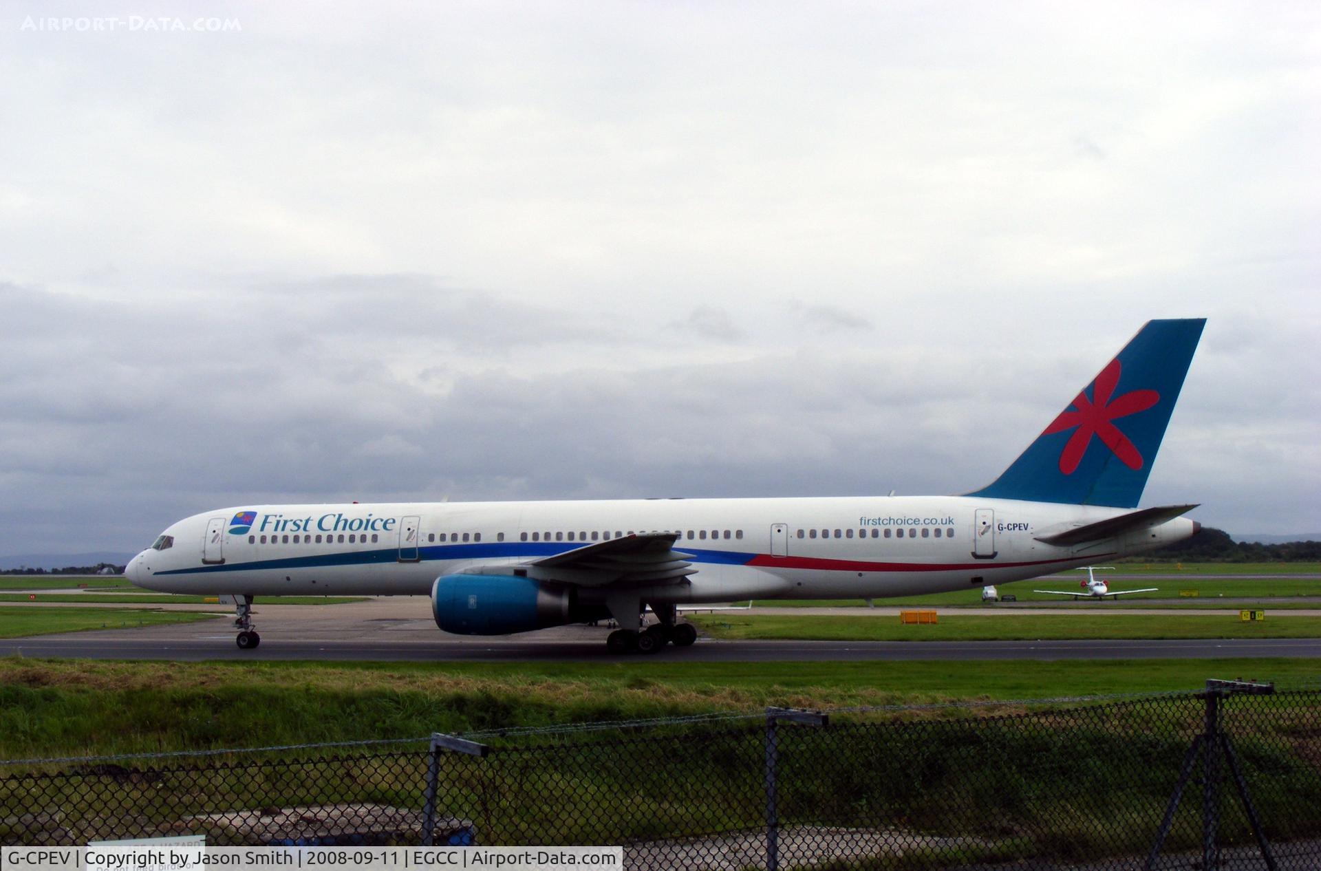 G-CPEV, 1999 Boeing 757-236 C/N 29943, Taxing To The Terminal At EGCC