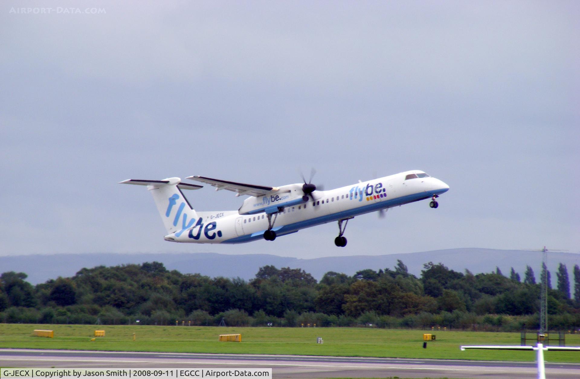 G-JECX, 2007 De Havilland Canada DHC-8-402Q Dash 8 C/N 4155, Taking Off From EGCC