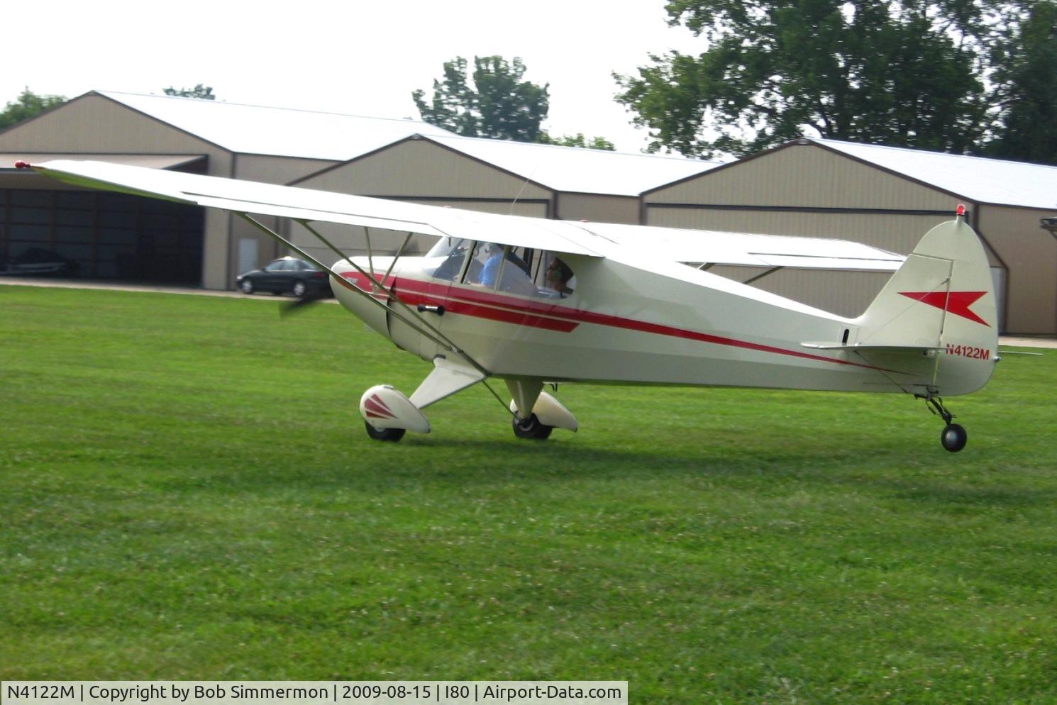 N4122M, Piper PA-12 Super Cruiser C/N 12-3020, Textbook wheel landing on RWY 9 at the EAA fly-in - Noblesville, Indiana