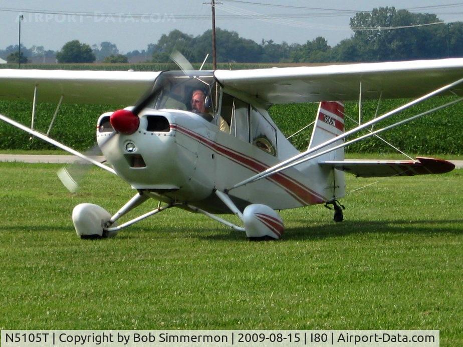 N5105T, 1966 Champion 7ECA Citabria C/N 502, Departing the EAA breakfast fly-in - Noblesville, Indiana