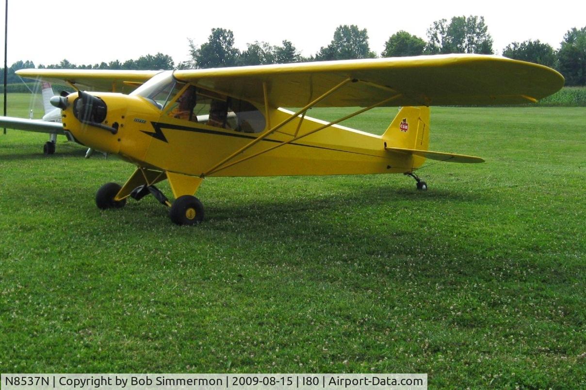 N8537N, Piper J3C-65 Cub C/N 19117, Arriving at the EAA fly-in - Noblesville, Indiana