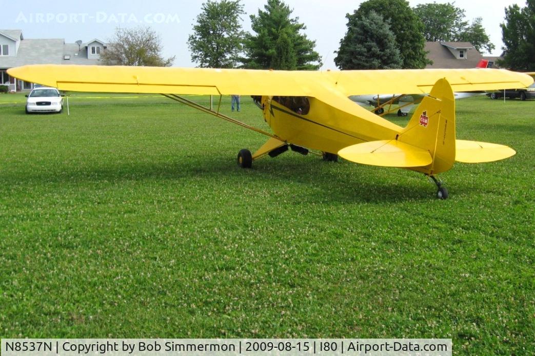 N8537N, Piper J3C-65 Cub C/N 19117, Arriving at the EAA fly-in - Noblesville, Indiana