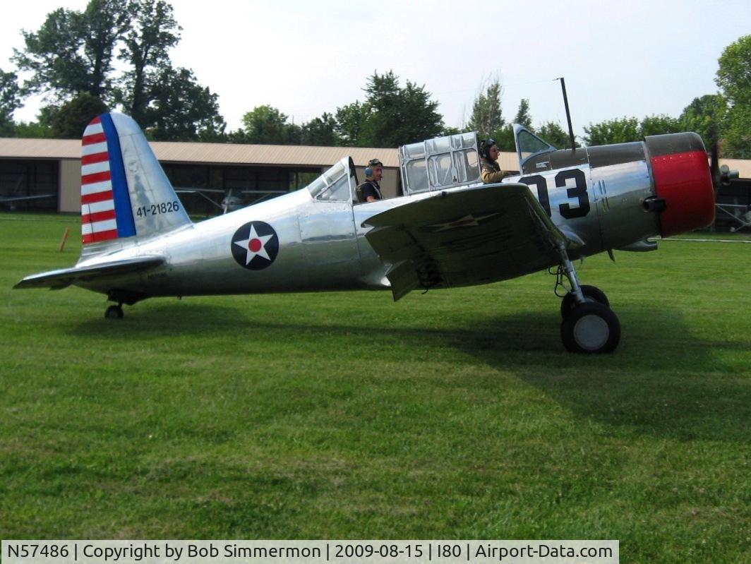 N57486, 1942 Consolidated Vultee BT-13A Valiant C/N 5665, Arriving at the EAA fly-in - Noblesville, Indiana