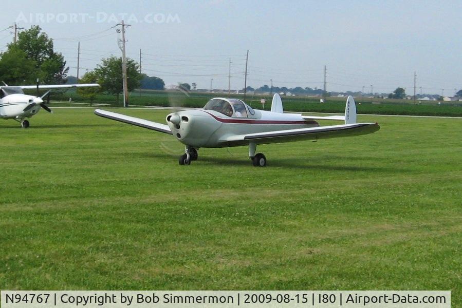 N94767, 1948 Erco 415E Ercoupe C/N 4878, Departing the EAA breakfast fly-in - Noblesville, Indiana