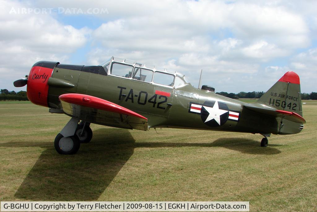 G-BGHU, 1944 North American T-6G Texan C/N 182-729, T-6G wears serial 115042 at Headcorn , Kent , UK