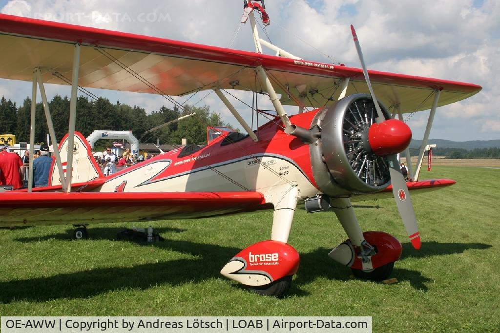OE-AWW, 1943 Boeing N2S-5 Kaydet (E75) C/N 75-5386, Stearman of Wingwalker Peggy Krainz at the Airshow09 at Dobersberg